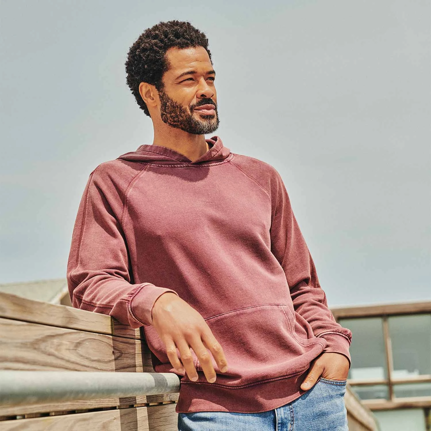 The Vintage-Wash Saltaire Hoodie | Burgundy 4 The Vintage-Wash Saltaire Hoodie | Burgundy - Image 2