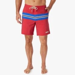 The Nautilus Boardshort | Nautical Red Sailing Stripe -Fair Harbor NAU8 621 Nautical Red Sailing Stripe ONFIG 020